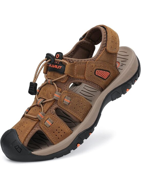 Men\'s Brown Closed Toe Leather Athletic Outdoor Hiking Sport Casual Sandal Shoes main image 5